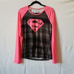 Pink and Gray- UnderArmour-Superman-long sleeve